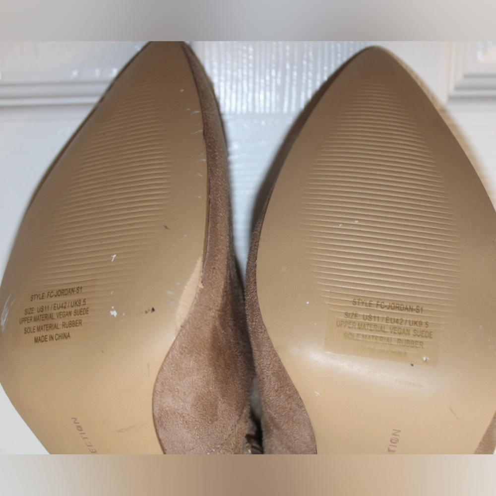 French Connection Size 11 Tan Faux Suede Over-the-Knee Boots w/4”Stiletto Heel - Picture 7 of 14